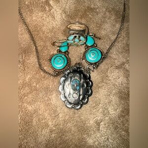 Turquoise and Silver Ring Set